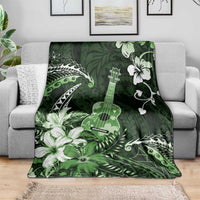 Hawaii Ukulele Blanket Polynesian Pattern Mix Hibiscus Green Version LT05 - Polynesian Pride