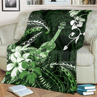Hawaii Ukulele Blanket Polynesian Pattern Mix Hibiscus Green Version LT05 - Polynesian Pride
