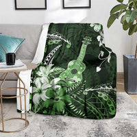 Hawaii Ukulele Blanket Polynesian Pattern Mix Hibiscus Green Version LT05 - Polynesian Pride