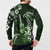 Hawaii Ukulele Button Sweatshirt Polynesian Pattern Mix Hibiscus Green Version LT05