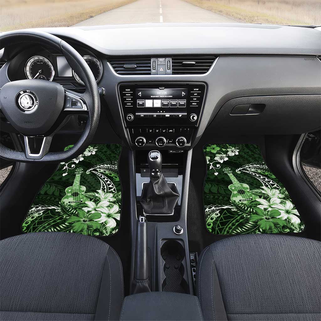 Hawaii Ukulele Car Mats Polynesian Pattern Mix Hibiscus Green Version LT05 Set 2pcs - Front Green - Polynesian Pride