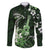 Hawaii Ukulele Family Matching Long Sleeve Bodycon Dress and Hawaiian Shirt Polynesian Pattern Mix Hibiscus Green Version LT05