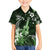 Hawaii Ukulele Family Matching Off Shoulder Short Dress and Hawaiian Shirt Polynesian Pattern Mix Hibiscus Green Version LT05