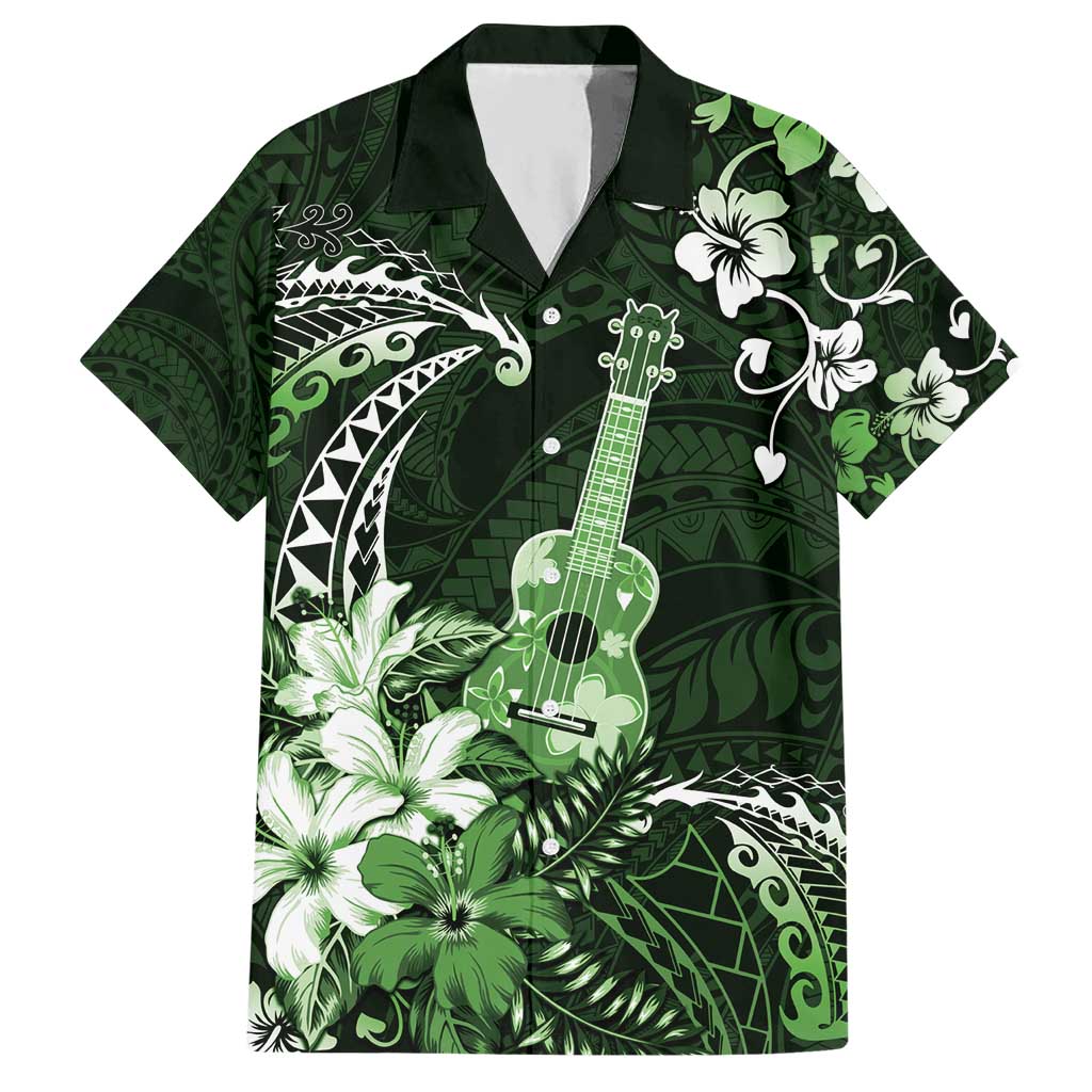Hawaii Ukulele Hawaiian Shirt Polynesian Pattern Mix Hibiscus Green Version LT05 Green - Polynesian Pride