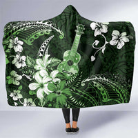 Hawaii Ukulele Hooded Blanket Polynesian Pattern Mix Hibiscus Green Version LT05 One Size Green - Polynesian Pride