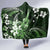 Hawaii Ukulele Hooded Blanket Polynesian Pattern Mix Hibiscus Green Version