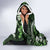 Hawaii Ukulele Hooded Blanket Polynesian Pattern Mix Hibiscus Green Version