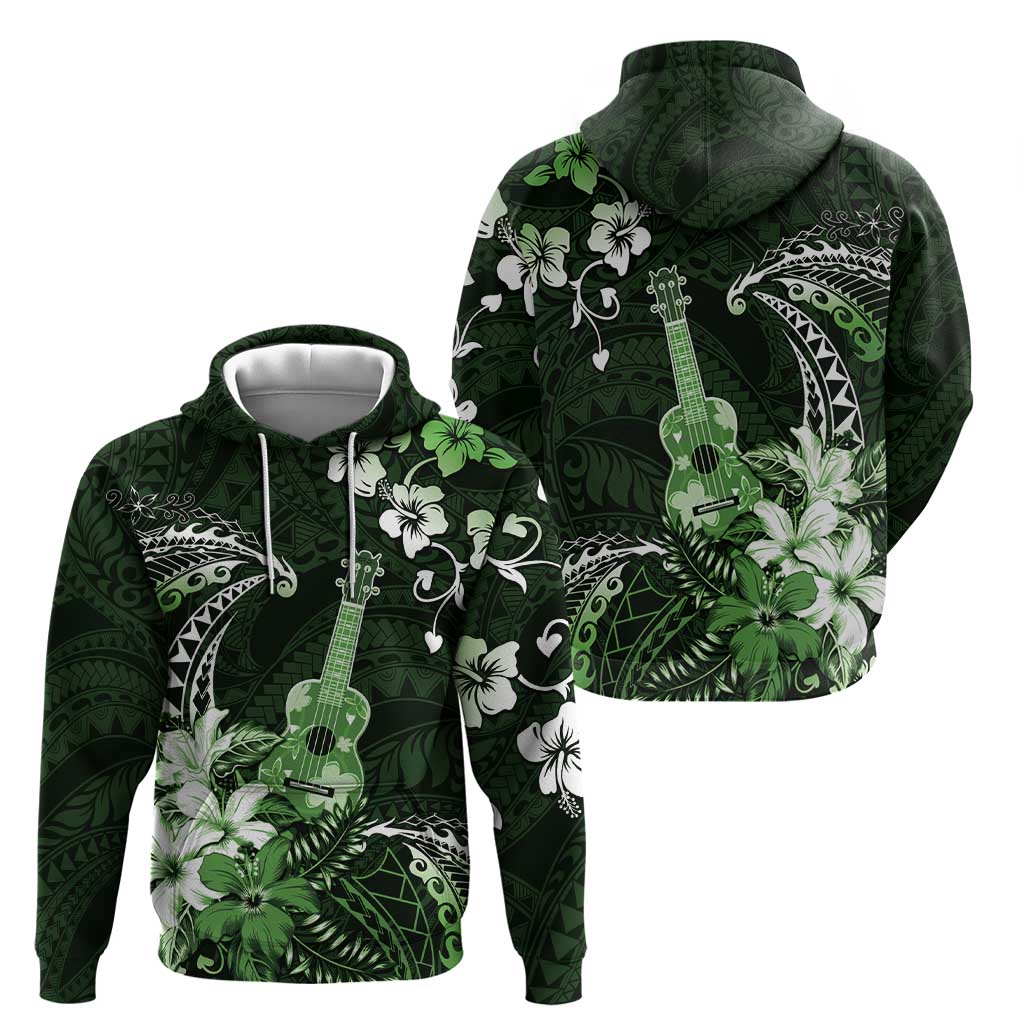 Hawaii Ukulele Hoodie Polynesian Pattern Mix Hibiscus Green Version LT05 - Polynesian Pride