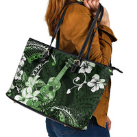 Hawaii Ukulele Leather Tote Bag Polynesian Pattern Mix Hibiscus Green Version LT05 - Polynesian Pride