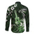 Hawaii Ukulele Long Sleeve Button Shirt Polynesian Pattern Mix Hibiscus Green Version LT05