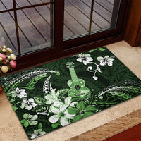 Hawaii Ukulele Rubber Doormat Polynesian Pattern Mix Hibiscus Green Version LT05 - Polynesian Pride
