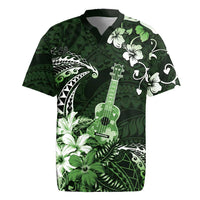 Hawaii Ukulele Rugby Jersey Polynesian Pattern Mix Hibiscus Green Version LT05 Green - Polynesian Pride
