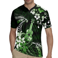 Hawaii Ukulele Rugby Jersey Polynesian Pattern Mix Hibiscus Green Version LT05 - Polynesian Pride