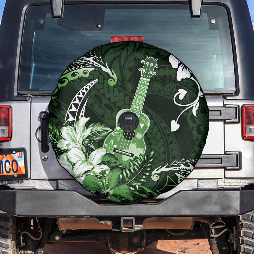 Hawaii Ukulele Spare Tire Cover Polynesian Pattern Mix Hibiscus Green Version LT05 Green - Polynesian Pride