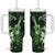 Hawaii Ukulele Tumbler With Handle Polynesian Pattern Mix Hibiscus Green Version