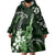 Hawaii Ukulele Wearable Blanket Hoodie Polynesian Pattern Mix Hibiscus Green Version LT05