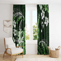 Hawaii Ukulele Window Curtain Polynesian Pattern Mix Hibiscus Green Version LT05 - Polynesian Pride