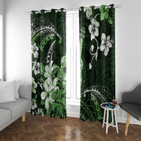 Hawaii Ukulele Window Curtain Polynesian Pattern Mix Hibiscus Green Version LT05 With Grommets Green - Polynesian Pride