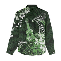 Hawaii Ukulele Women Casual Shirt Polynesian Pattern Mix Hibiscus Green Version LT05 - Polynesian Pride