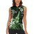 Hawaii Ukulele Women Sleeveless Polo Shirt Polynesian Pattern Mix Hibiscus Green Version LT05