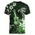 Hawaii Ukulele Women V-Neck T-Shirt Polynesian Pattern Mix Hibiscus Green Version LT05