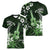 Hawaii Ukulele Women V-Neck T-Shirt Polynesian Pattern Mix Hibiscus Green Version LT05