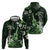 Hawaii Ukulele Zip Hoodie Polynesian Pattern Mix Hibiscus Green Version LT05