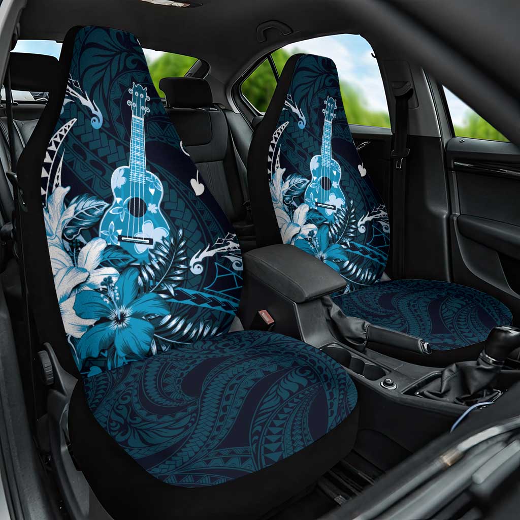 Hawaii Ukulele Car Seat Cover Polynesian Pattern Mix Hibiscus Blue Version LT05 One Size Blue - Polynesian Pride