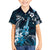 Hawaii Ukulele Family Matching Short Sleeve Bodycon Dress and Hawaiian Shirt Polynesian Pattern Mix Hibiscus Blue Version LT05