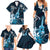 Hawaii Ukulele Family Matching Summer Maxi Dress and Hawaiian Shirt Polynesian Pattern Mix Hibiscus Blue Version LT05