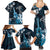 Hawaii Ukulele Family Matching Summer Maxi Dress and Hawaiian Shirt Polynesian Pattern Mix Hibiscus Blue Version LT05