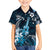 Hawaii Ukulele Family Matching Summer Maxi Dress and Hawaiian Shirt Polynesian Pattern Mix Hibiscus Blue Version LT05