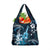 Hawaii Ukulele Grocery Bag Polynesian Pattern Mix Hibiscus Blue Version