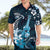 Hawaii Ukulele Hawaiian Shirt Polynesian Pattern Mix Hibiscus Blue Version LT05