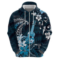 Hawaii Ukulele Hoodie Polynesian Pattern Mix Hibiscus Blue Version LT05 - Polynesian Pride