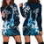 Hawaii Ukulele Hoodie Dress Polynesian Pattern Mix Hibiscus Blue Version LT05