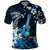 Hawaii Ukulele Polo Shirt Polynesian Pattern Mix Hibiscus Blue Version LT05