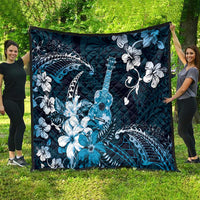Hawaii Ukulele Quilt Polynesian Pattern Mix Hibiscus Blue Version LT05 - Polynesian Pride