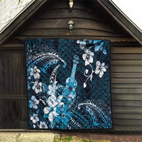 Hawaii Ukulele Quilt Polynesian Pattern Mix Hibiscus Blue Version LT05 - Polynesian Pride
