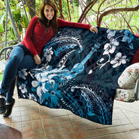 Hawaii Ukulele Quilt Polynesian Pattern Mix Hibiscus Blue Version LT05 - Polynesian Pride