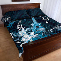 Hawaii Ukulele Quilt Bed Set Polynesian Pattern Mix Hibiscus Blue Version LT05 - Polynesian Pride