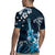 Hawaii Ukulele Rugby Jersey Polynesian Pattern Mix Hibiscus Blue Version LT05