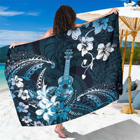 Hawaii Ukulele Sarong Polynesian Pattern Mix Hibiscus Blue Version LT05 One Size 44 x 66 inches Blue - Polynesian Pride