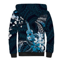 Hawaii Ukulele Sherpa Hoodie Polynesian Pattern Mix Hibiscus Blue Version LT05 - Polynesian Pride