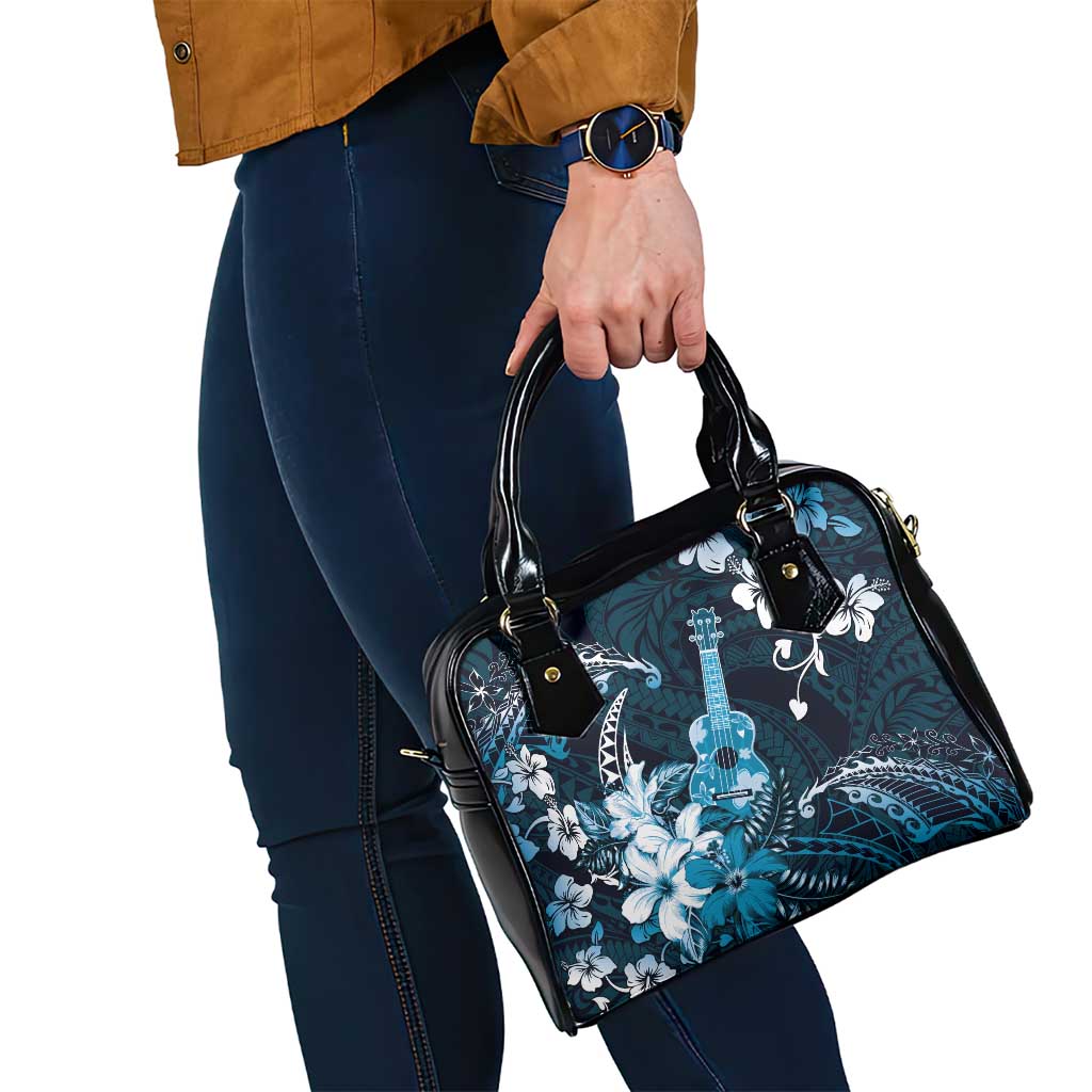 Hawaii Ukulele Shoulder Handbag Polynesian Pattern Mix Hibiscus Blue Version LT05 - Polynesian Pride