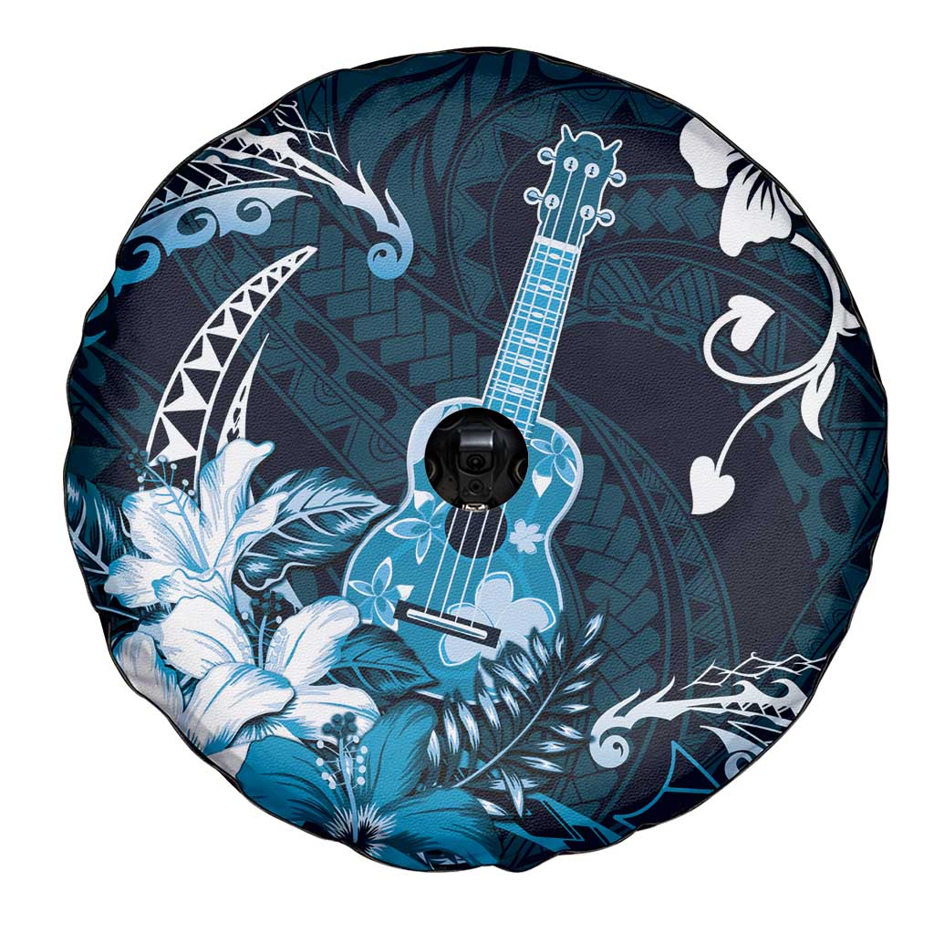Hawaii Ukulele Spare Tire Cover Polynesian Pattern Mix Hibiscus Blue Version LT05 - Polynesian Pride