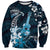 Hawaii Ukulele Sweatshirt Polynesian Pattern Mix Hibiscus Blue Version LT05