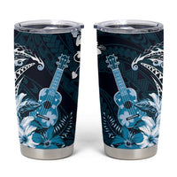 Hawaii Ukulele Tumbler Cup Polynesian Pattern Mix Hibiscus Blue Version LT05 Blue - Polynesian Pride