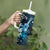 Hawaii Ukulele Tumbler With Handle Polynesian Pattern Mix Hibiscus Blue Version