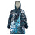 Hawaii Ukulele Wearable Blanket Hoodie Polynesian Pattern Mix Hibiscus Blue Version LT05